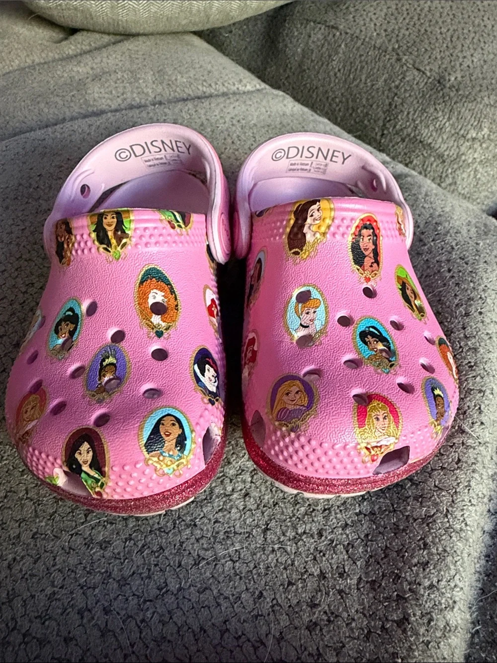 Disney Pink Kids Sandal Crocs with Princess Graphic Charms